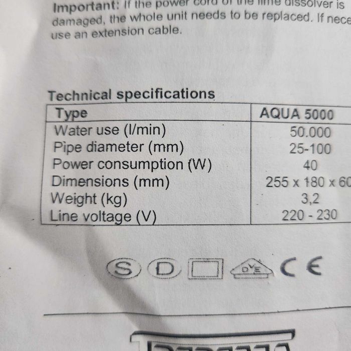 AQUA 5000 dedurizant ,decalcifiant