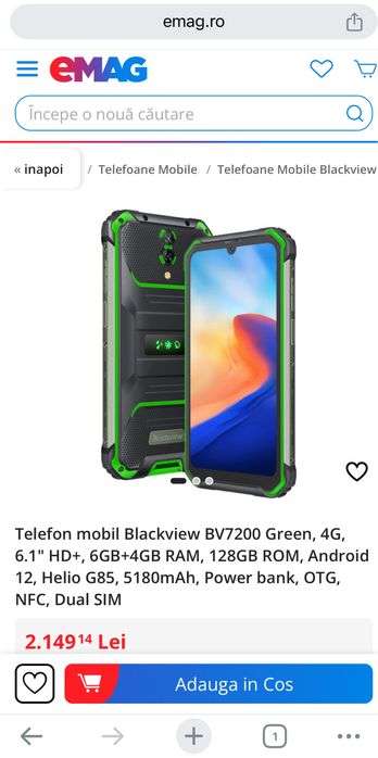 Telefon mobil Blackview BV7200 Black, 4G, 6.1" HD+, 6GB RAM, 128GB ROM