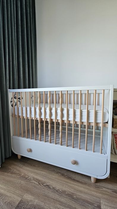 Vand Patut Ikea Myllra + saltea de cocos + protectie saltea + lenjerii pat + plapumita Ikea