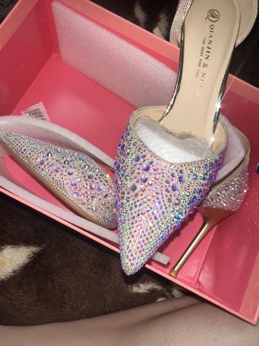 туфли со стразами, 37 размера, золотого цвета