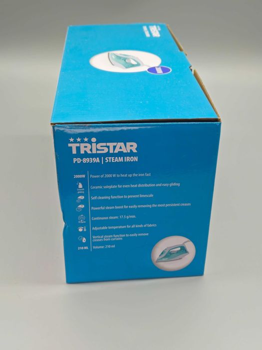Парна ютия, топ цена Tristar 2000W, керамична плоча, вертикална пара!