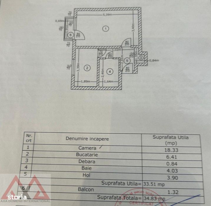 Garsoniera Sos. Giurgiului - Luica, decomandata, 34,83mp