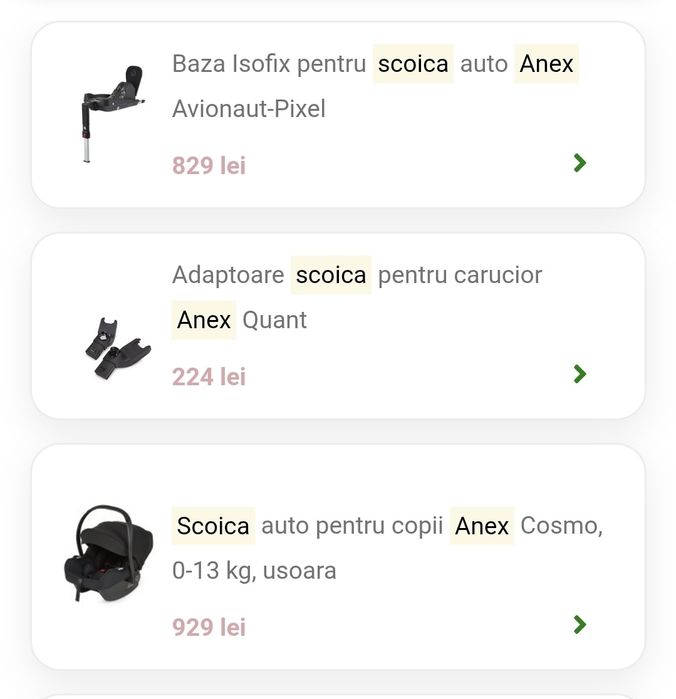 Scoica Anex avionaut + isofix si adaptori inclusi.