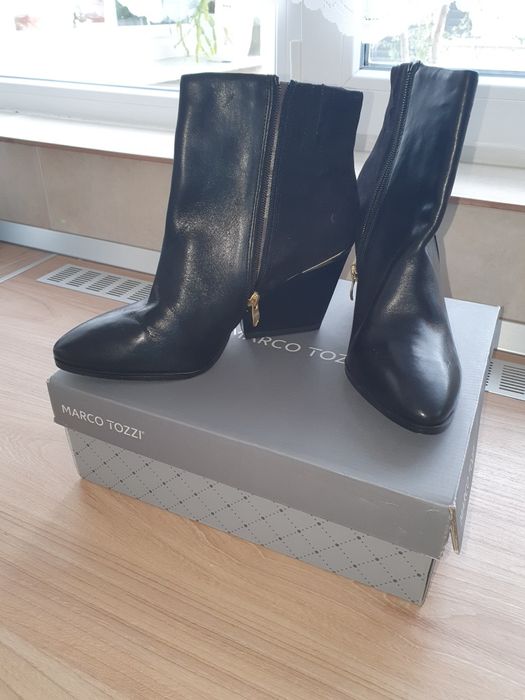 Botine noi din piele Marco Tozzi