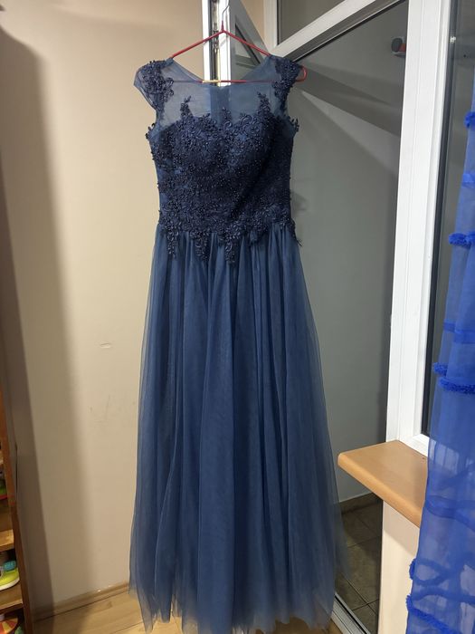 Rochie eleganta pe comanda lunga bleumarin