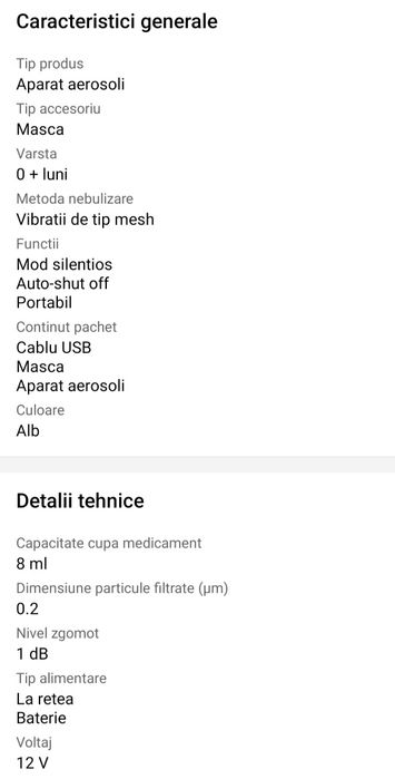 Aparat aerosoli/nebulizator portabil ultrasunete NOU