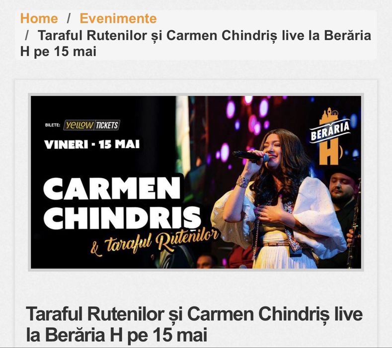 Taraful Rutenilor și Carmen Chindriș live la Berăria H pe 15 mai