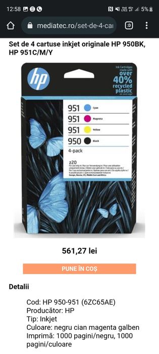 Cartușe Imprimanta HP, Color, HP 951XL