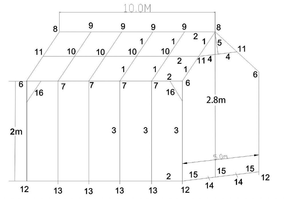cort  pentru evenimente din PVC cu latime 5m si lungime 10m, inaltime 2.8m cadru din otel galvanizat