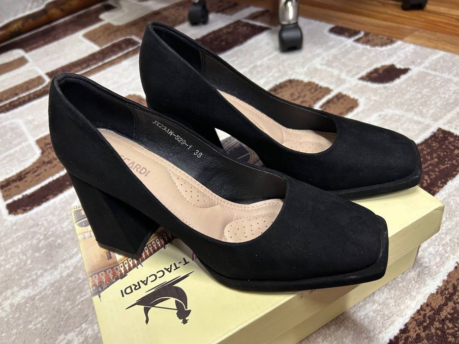 туфли на каблуке черные замша