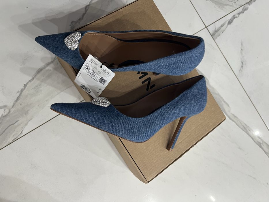 Дамски обувки Mango denim с ток стилето