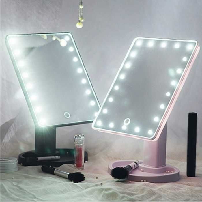 Козметично огледало за гримиране с ЛЕД/LED осветление,грим + Батерии