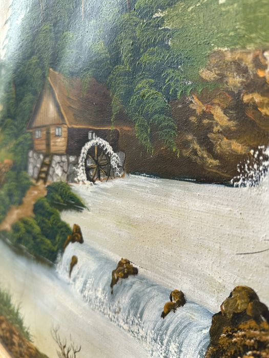 Tablou pictat pe pânză, peisaj, semnat Sincu P. – 120×85 cm