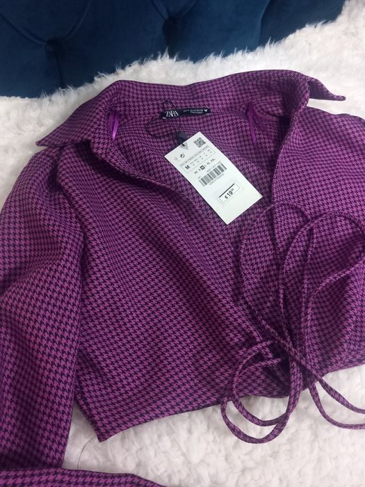 Bluza scurta cu maneca lunga mov masura M Zara