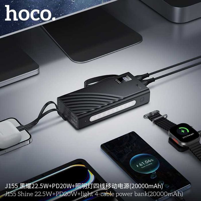 Hoco J155 Shine 22.5W+PD20W+Lighting Power Bank 20000mAh for iPhone 16
