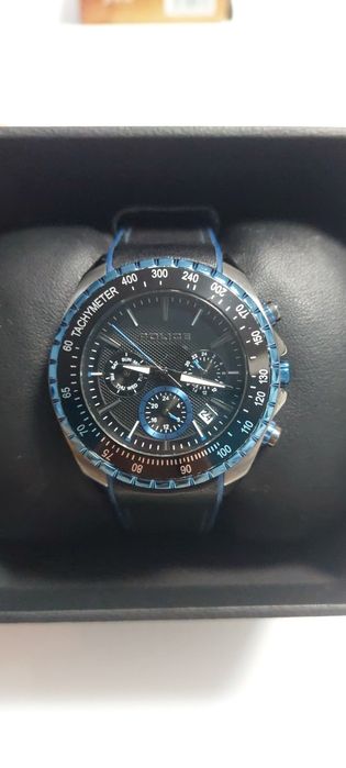 Ceas Bărbătesc POLICE  Stil Premium, Curea Silicon + Piele Albastră, Ca Nou