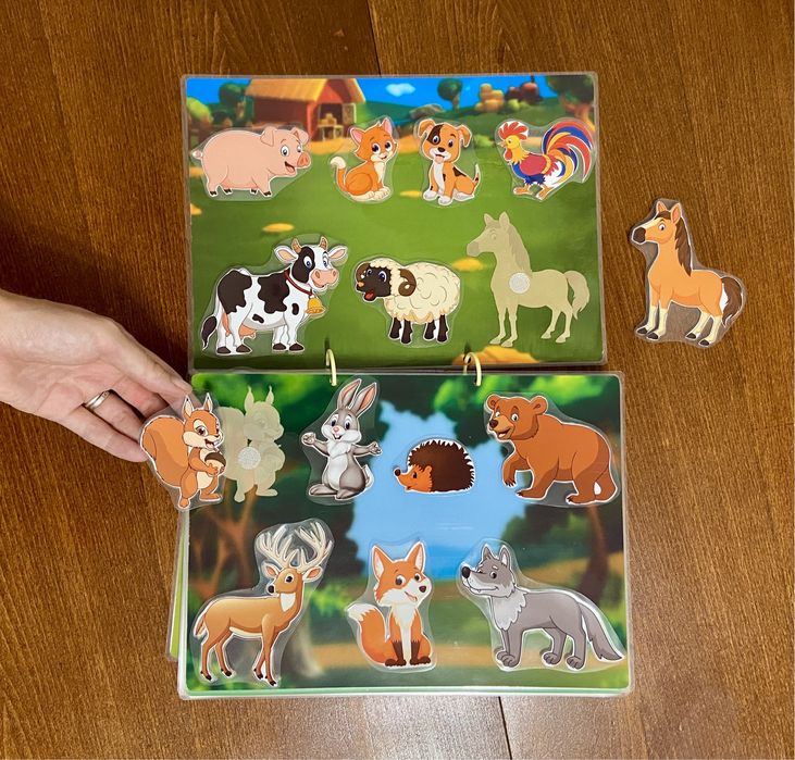 Тиха книга Montessori – занимателна книга на велкро за деца