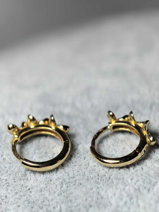 Cercei creole damă aur galben 14K cu flori, 2,68 g – noi