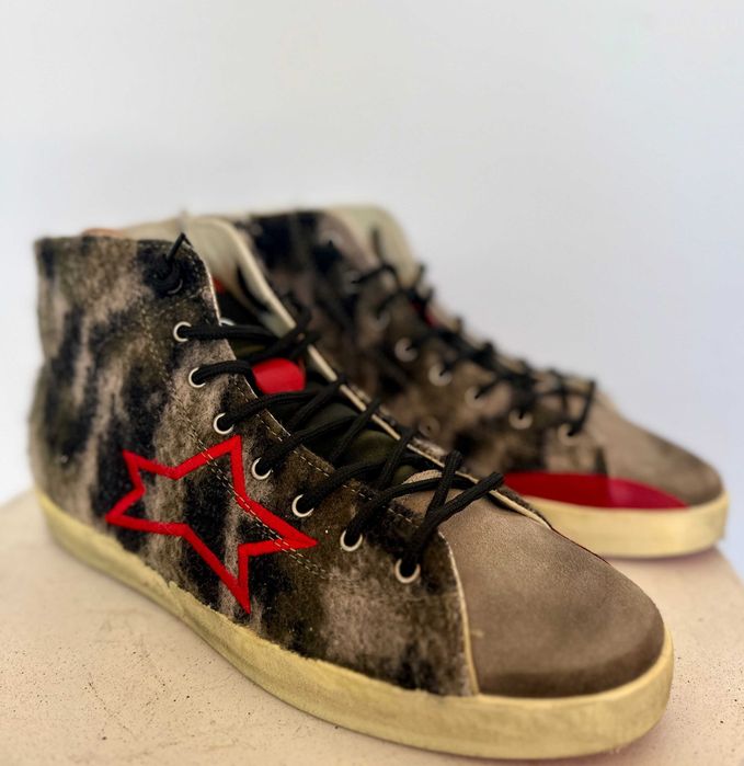 Sneakers Ghete Ishikawa Handmade Păr de Cal Wool Camo Zipper Marimea 44