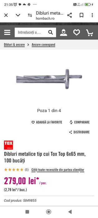 Diblu metalic tip cui 6×65 mm