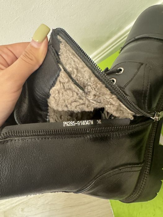 Кожанные ботинки зимние