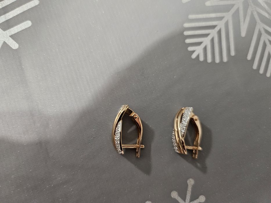 Серьги Соколов, фианит, золото
