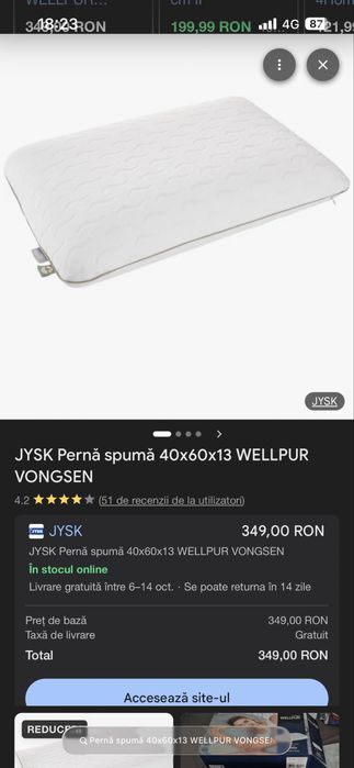 Vand perna JYSK WELLPUR Memory foam