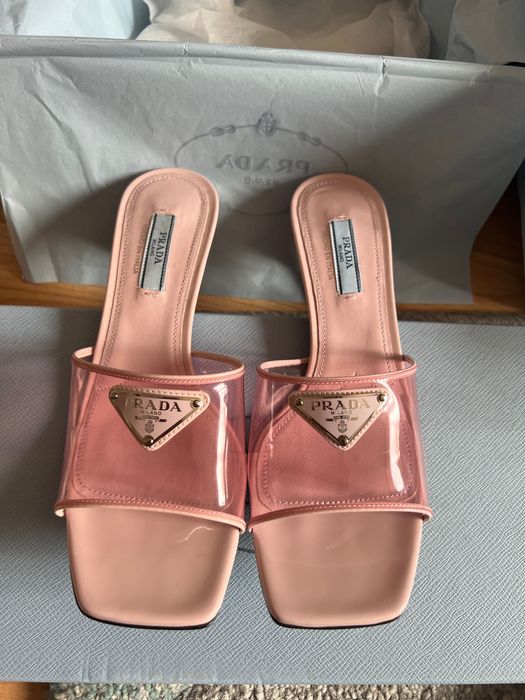 Sandale Prada mules leather plexiglass Alabastro