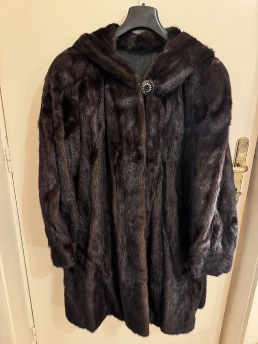 Haină Blană NURCĂ maro cu gluga