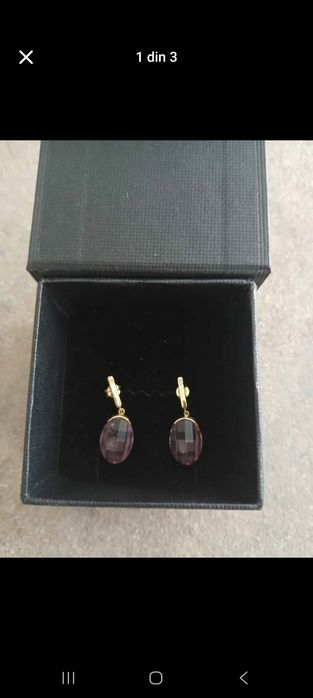 Cercei aur si pietre swarovski