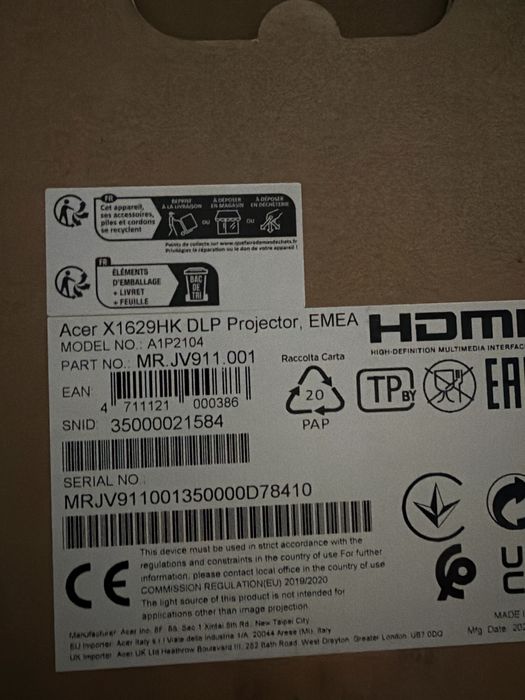 Videoproiector Acer X1629HK DLP 3D