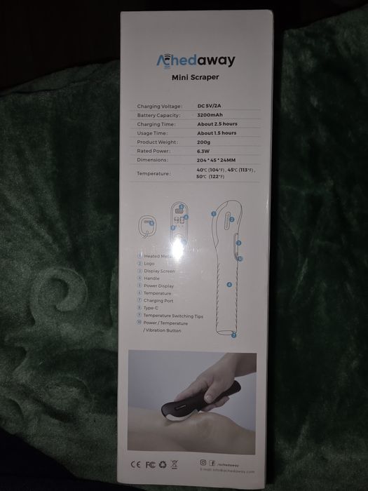 Vând pachet premium pentru recuperare musculară și relaxare profundă   Achedaway Mini Scraper nou sigilat și bonus gratuit Manusi de electrostimulare