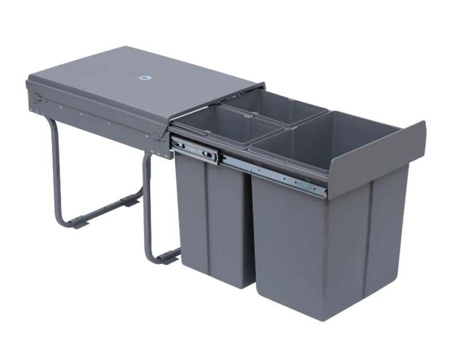 Кош за вграждане с 3 отделения за сортиране на кухненски отпадъци 40 л