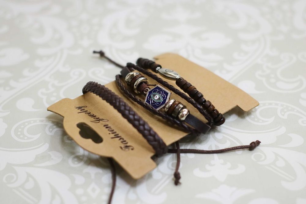 Set 3 bratari vintage, piele