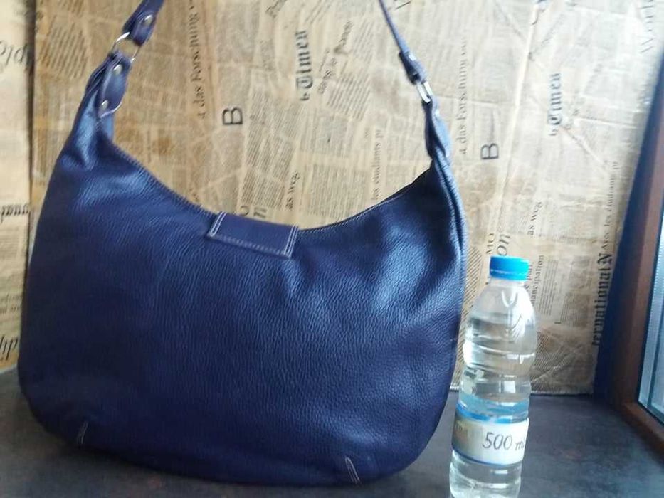 дамска чанта лилава кожена чанта с цвят на патладжан -естествена кожа