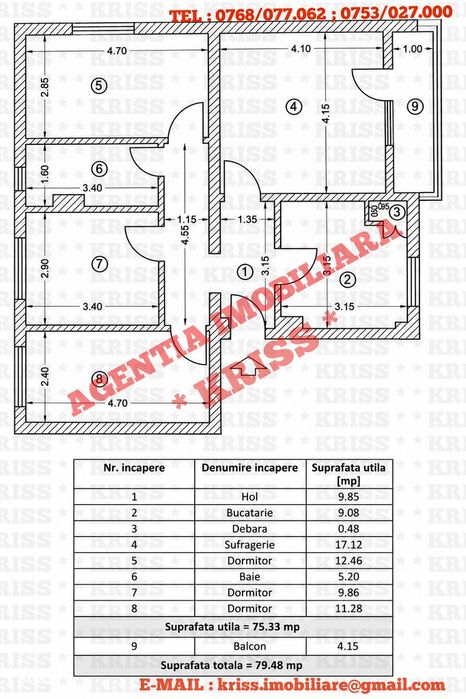 Apartament 4 Camere SEMICENTRAL Cf. 1 DEC 79 Mp. Etaj 3 Mob. Și Utilat