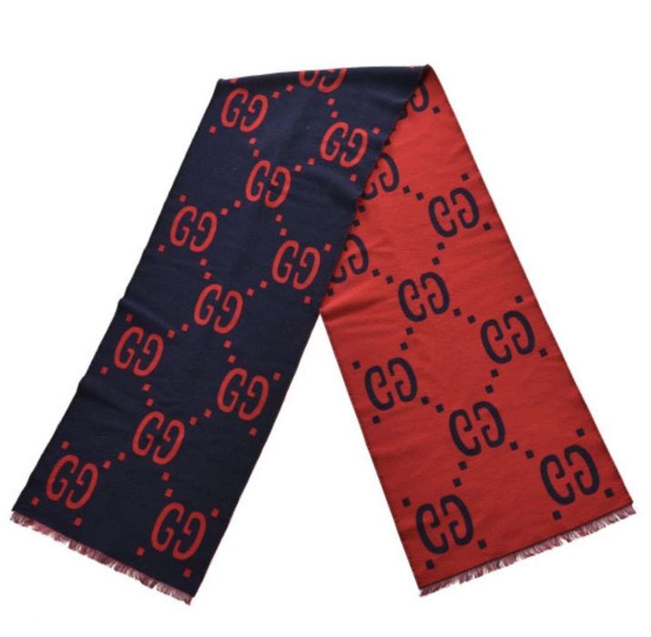 GG jacquard wool silk scarf/ Gucci шал