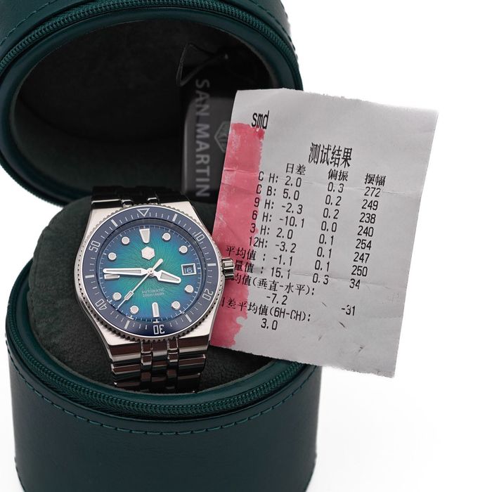 San Martin SN0148-GB Integrated Bracelet Blue Dial