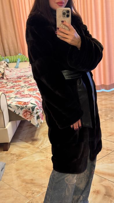 #132 Луксозно палто от норка.Blackglama.Визон.Естествена кожа с косъм.