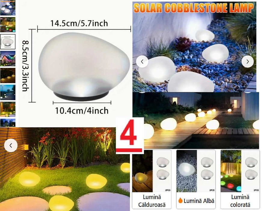 Lumini solare LED, sfera, piatra de gradina curte terasa balcon terasa