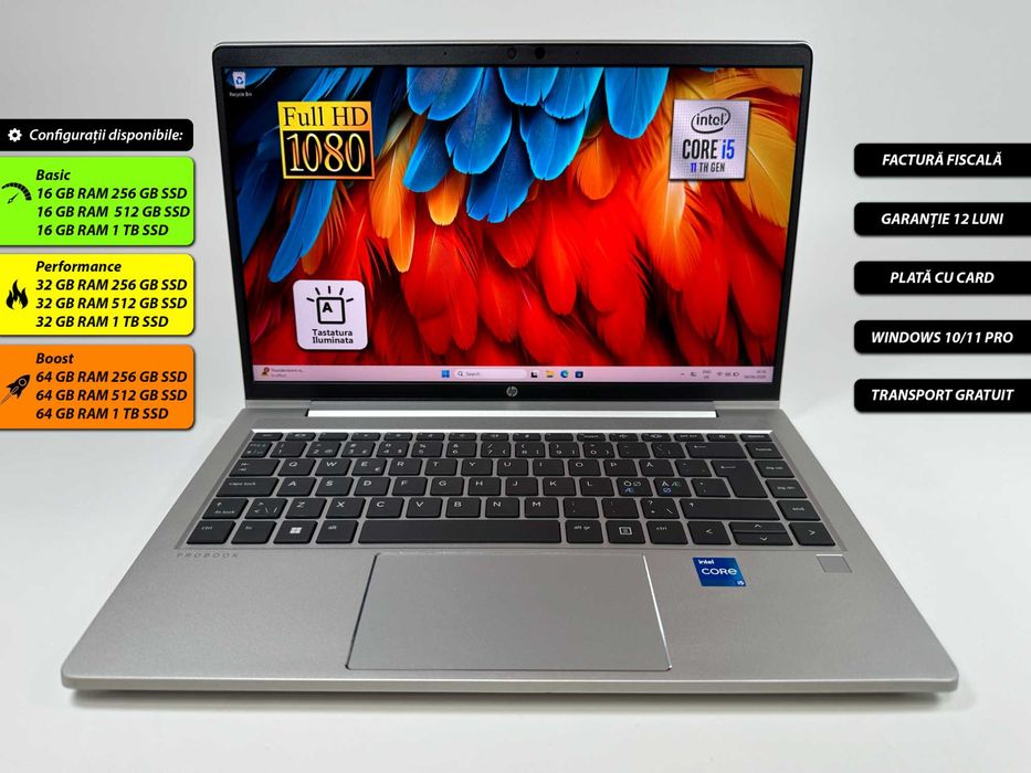 Laptop HP Probook i5-1135G7 32 gb ram ddr4 256 gb ssd Ecran Full HD 14 inch Design Metalic Gama business Windows 11 Factura si Garantie 1 an
