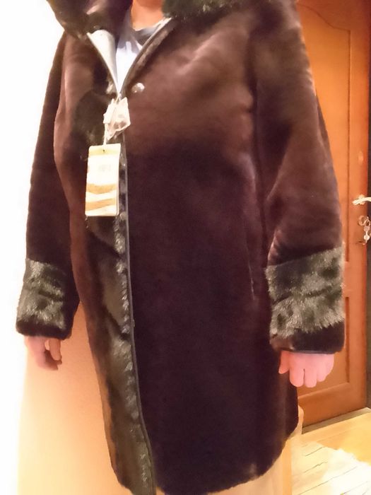 Шуба мутон отделка норкой