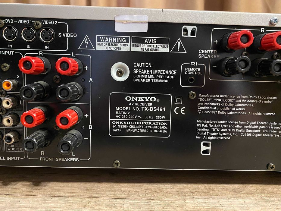 Onkyo TX-DS494 AVReciver 5.1 dolby digital prologic dts surround Wrat