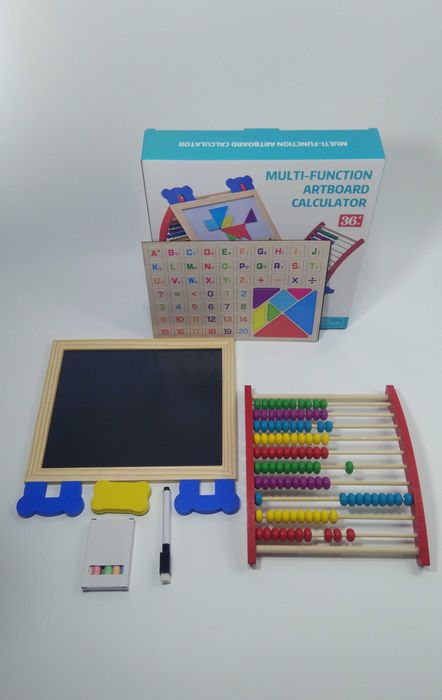 Магнитна двустранна дъска + сметало абакус 2в1 + математика