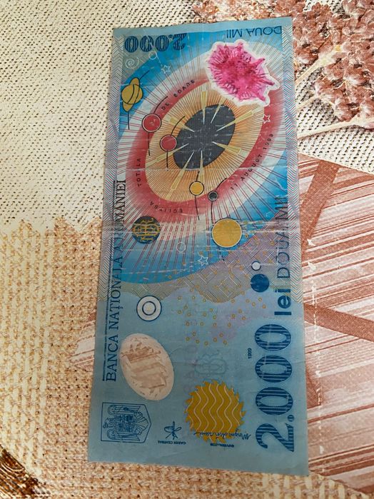 Bancnota 2000 lei (eclipsa) & monede 500 lei (an 1999)