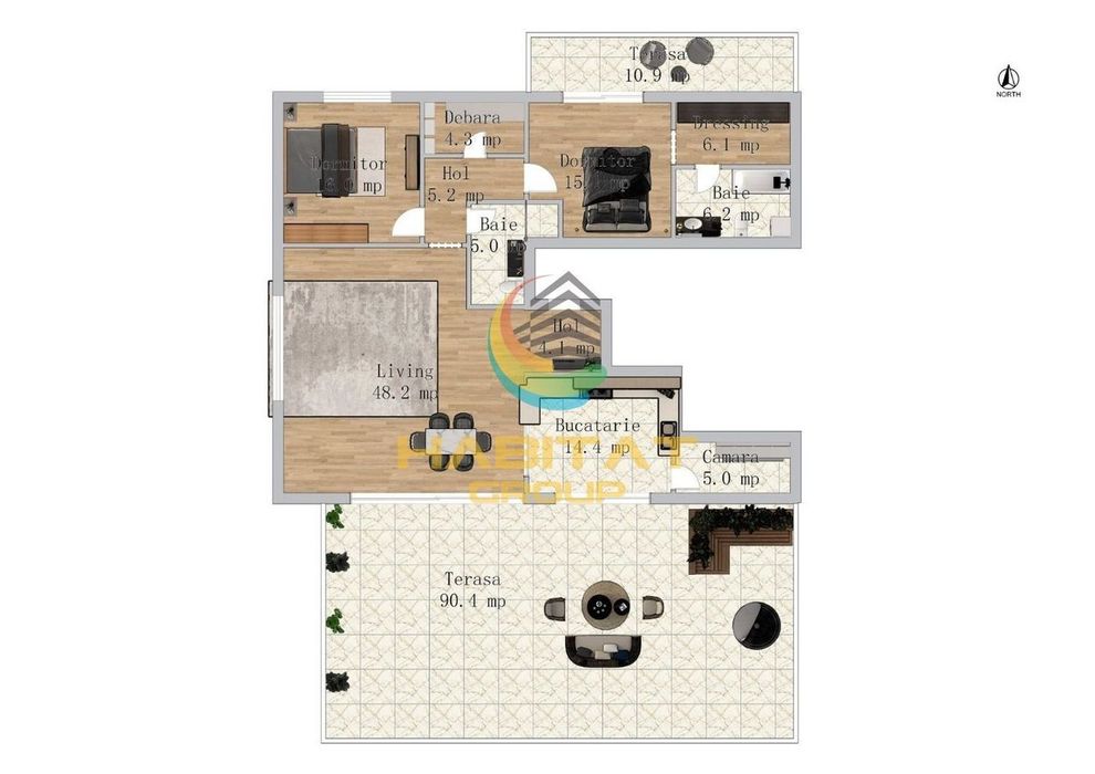 Penthouse cu terasa de 90mp - parcare inclusa - Metalurgiei