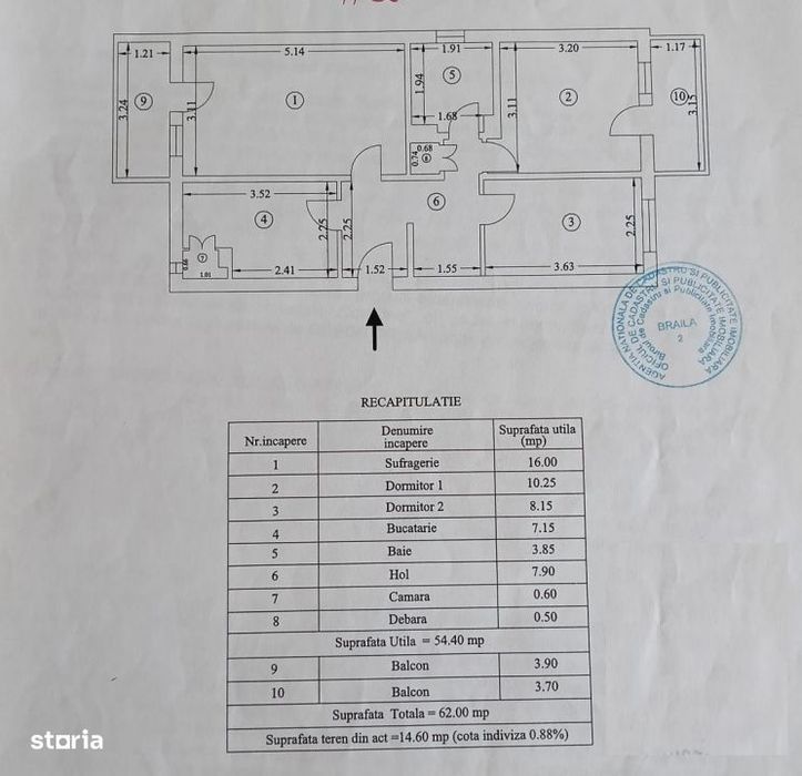 Apartament 3 camere, confort 1 decomandat, zona Vidin.