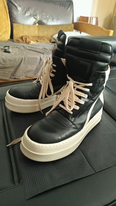 Rick Owens Mega Bumper Geobasketブラック26.5 Mega Bumper leather sneakers in black - Rick Owens | Mytheresa