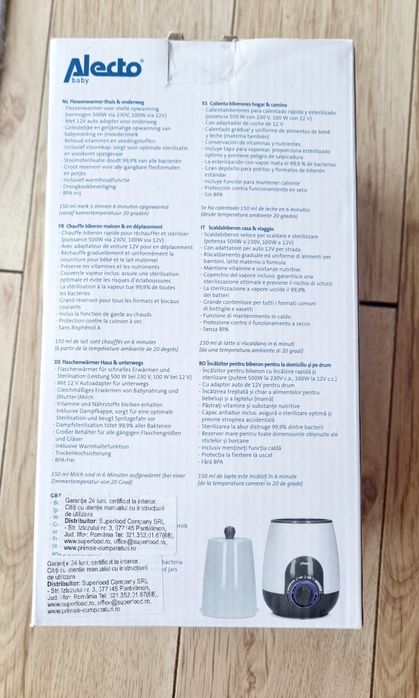 Incalzitor biberoane casa si auto Alecto NOU