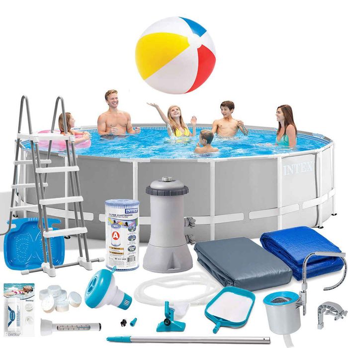 Каркасный бассейн 457×122 INTEX прямоугольный басейн стойка бассейн